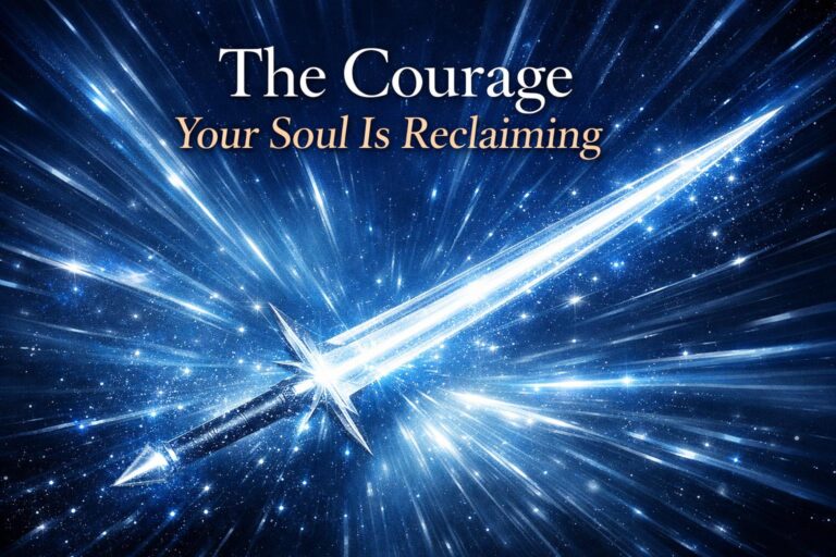 Abstract sword of blue-white light with radiating geometric rays, symbolizing Archangel Michael's protective flame