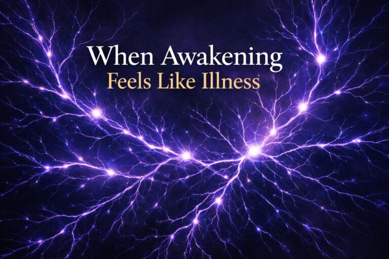 Abstract violet and indigo light filaments representing the nervous system during a spiritual awakening