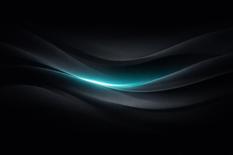 Abstract charcoal grey light waves with a warm teal accent glow