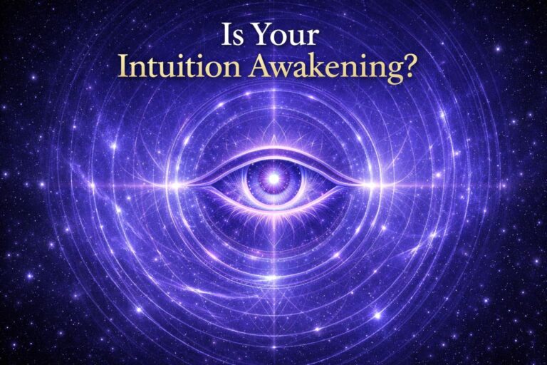 Glowing indigo and violet third eye symbol representing psychic abilities awakening