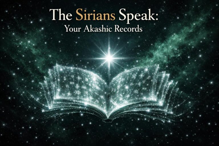 An ancient book of light with streaming starlight pages floating in space, emerald and black tones