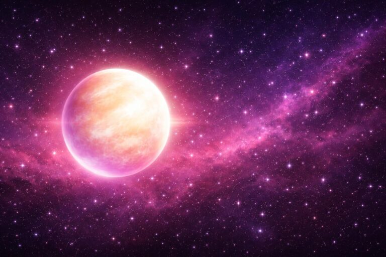 A brilliant Venus glowing against a deep magenta and purple star field